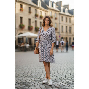 Women's ark & co. Light Gray & Black Horse Print Mini Dress S